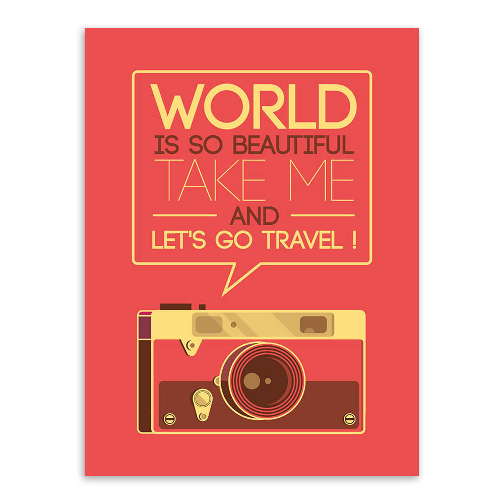 Vintage Retro Travel Camera Motivation Typography Life A4 Quotes Art Print Poster Hipster Wall Picture Canvas Painting Home Deco