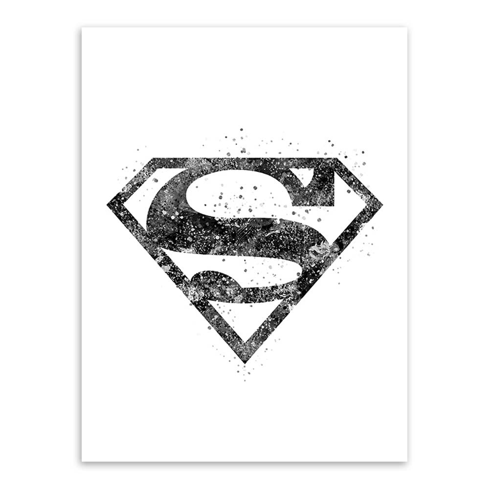 Original Watercolor Superman Logo Pop Movie Anime A4 Art Prints Poster Cartoon Wall Picture Canvas Painting No Framed Home Decor