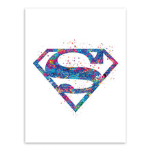 Load image into Gallery viewer, Original Watercolor Superman Logo Pop Movie Anime A4 Art Prints Poster Cartoon Wall Picture Canvas Painting No Framed Home Decor
