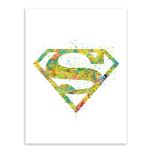 Load image into Gallery viewer, Original Watercolor Superman Logo Pop Movie Anime A4 Art Prints Poster Cartoon Wall Picture Canvas Painting No Framed Home Decor
