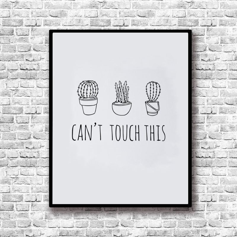 Canvas Print Art , Can't Touch Print Cactus Art Print Word Wall Art Kitchen Art Home Decor , Frame Not included