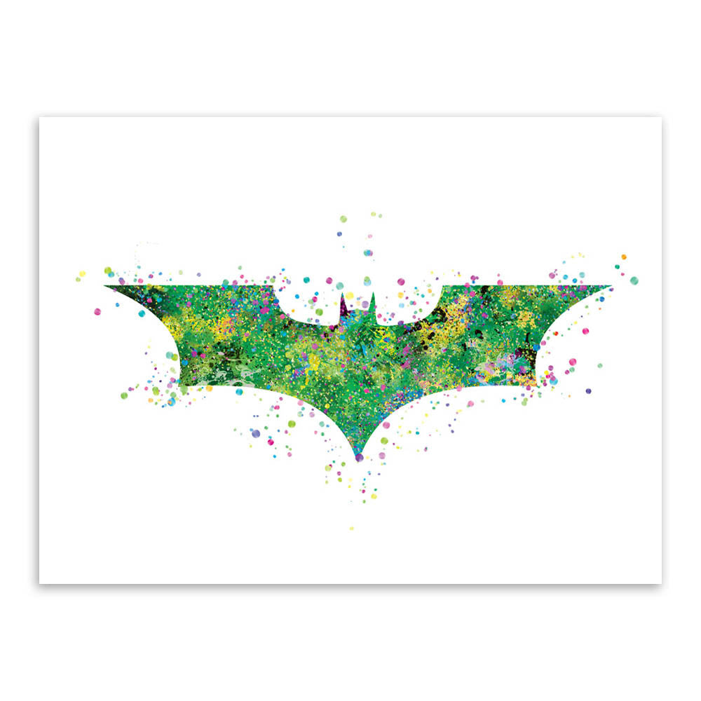 Original Watercolor Batman Logo Pop Movie Anime A4 Big Art Print Poster Abstract Wall Picture Canvas Painting No Frame Home Deco