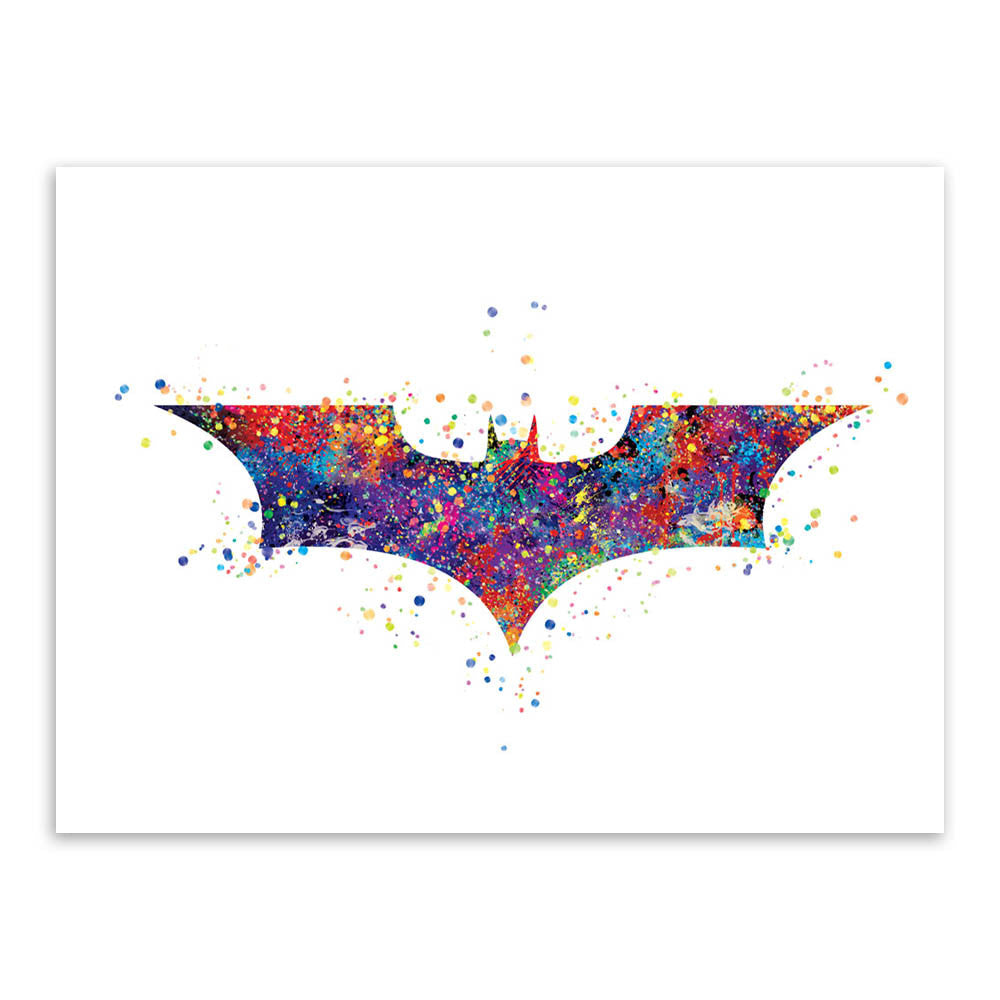 Original Watercolor Batman Logo Pop Movie Anime A4 Big Art Print Poster Abstract Wall Picture Canvas Painting No Frame Home Deco