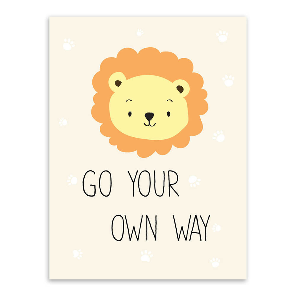 Modern Kawaii Animals Pet Cat Lion Quotes Canvas A4 Art Print Poster Nursery Wall Picture Kids Baby Room Decor Painting No Frame