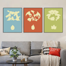 Load image into Gallery viewer, Modern Triptych Pop Japanese Anime Poke Monster Game Canvas A4 Print Poster Wall Pictures Kids Baby Room Decor Painting No Frame
