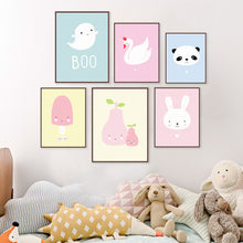 Load image into Gallery viewer, Kawaii Animals Art Print Poster Modern Nordic Mini Cute Nursery Wall Pictures Kids Baby Room Home Decor Canvas Painting No Frame
