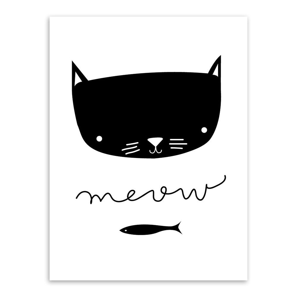Kawaii Animals Art Print Poster Modern Nordic Mini Cute Nursery Wall Pictures Kids Baby Room Home Decor Canvas Painting No Frame