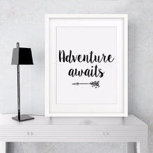 Load image into Gallery viewer, Adventure Awaits Printable Art, Arrow Print, Motivational Quote Canvas Art Poster By Numbers Wall Pictures Home Decor No Frame
