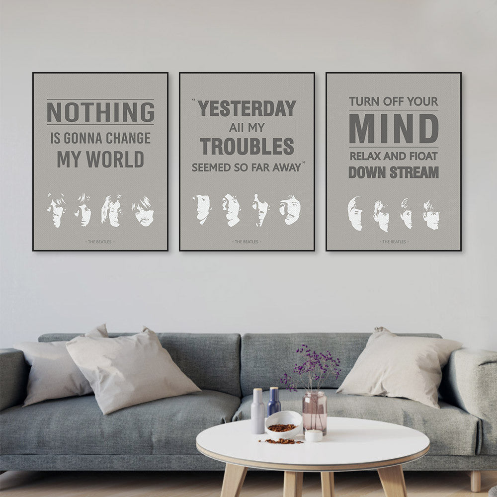 Triptych Original Vintage Pop Beatles Music Quote Canvas A4 Art Print Poster Wall Picture Living Room Bar Deco Painting No Frame