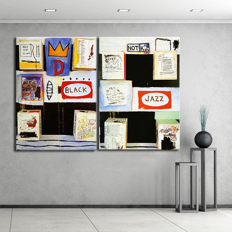 2 pcs  Jean Michel Basquiat  Decor Canvas Wall Art Picture Living Room Canvas Print Modern Painting Large Canvas Art Cheap