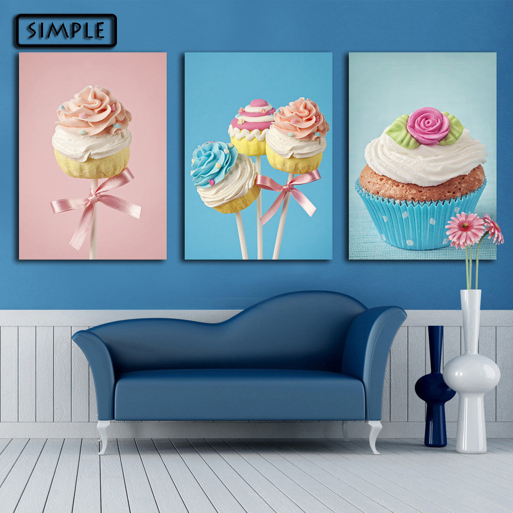 Oil Painting Canvas Sweets Cake Wall Art Decoration Painting Home Decor Modern Wall Picture For Living Room Wall (3PCS)