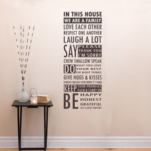 Load image into Gallery viewer, In This House We Are A Family Removable Vinyl Wall Art Words, family room entry way wall sticker words house rules values
