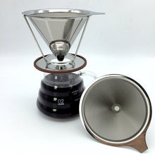 Load image into Gallery viewer, Portable stainless steel coffee filters / reusable V-type filter cup filter cone filter drip coffee maker tool sets
