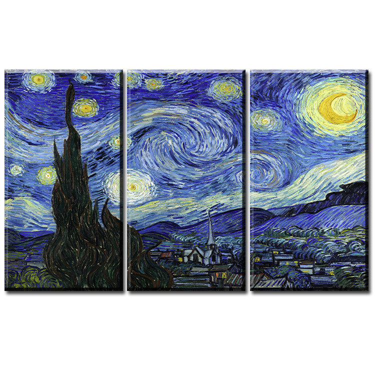 3 pcs Vincent van Gogh STARRY NIGHT C.1889 Art  Wall Picture Room Canvas Print Modern Painting Large Canvas Art Cheap