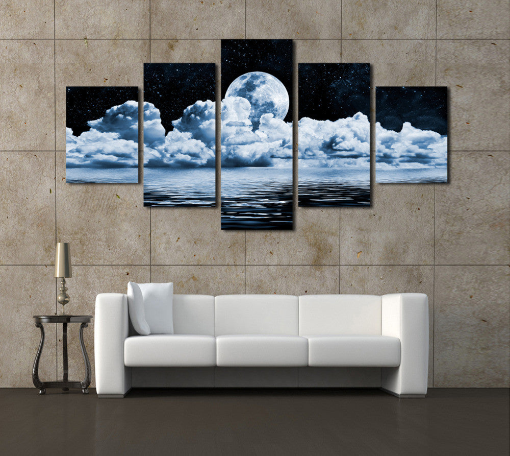 2016 Sale Fallout Paintings Cheap-wall-frames 5 Panels Moon Canvas Print Painting Modern Wall Art For Pcture Home Decor Artwork