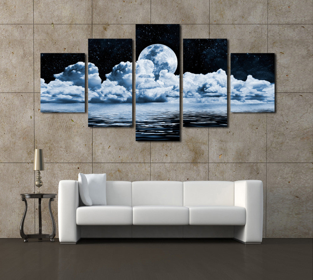 2016 Sale Fallout Paintings Cheap-wall-frames 5 Panels Moon Canvas Print Painting Modern Wall Art For Pcture Home Decor Artwork