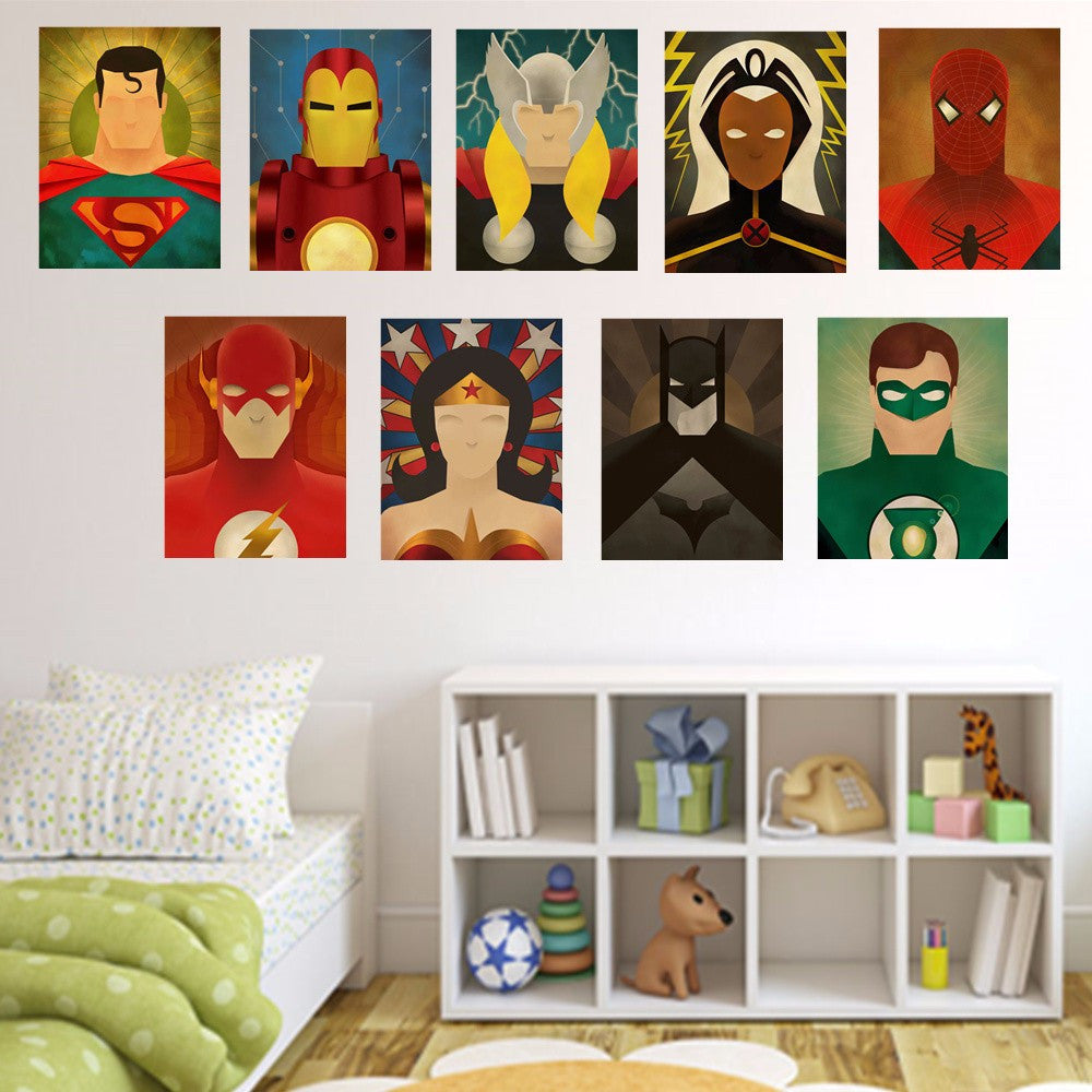 9 Huge Canvas Print Super Heroes Series Canvas Painting For Kids Room Wall Art Home Decoration Picture Unframed