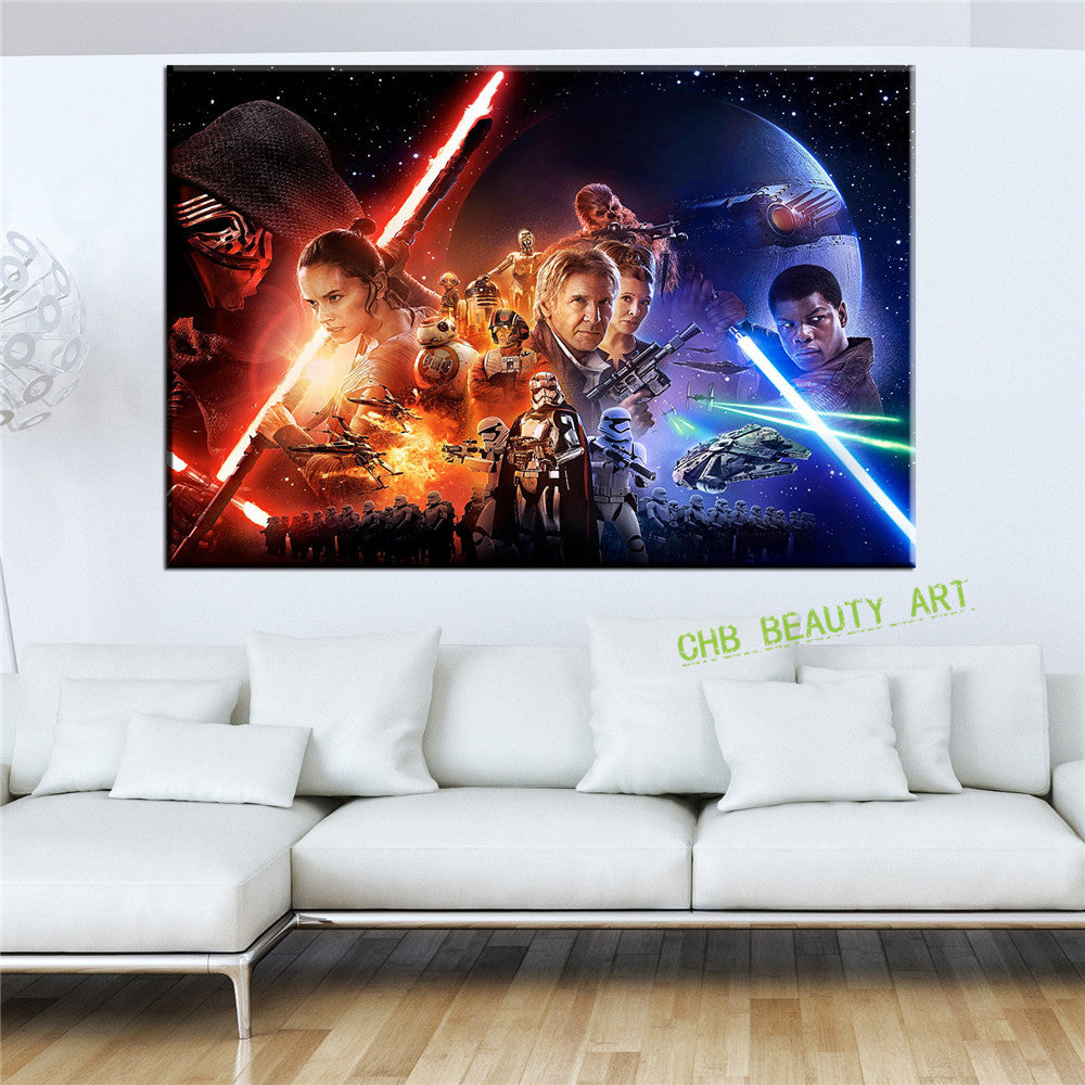 Canvas Painting Star Wars Episode The Force Awakens Poster Prints Pop Movie Film Hipster Canvas Painting Bedroom Wall Art Gift