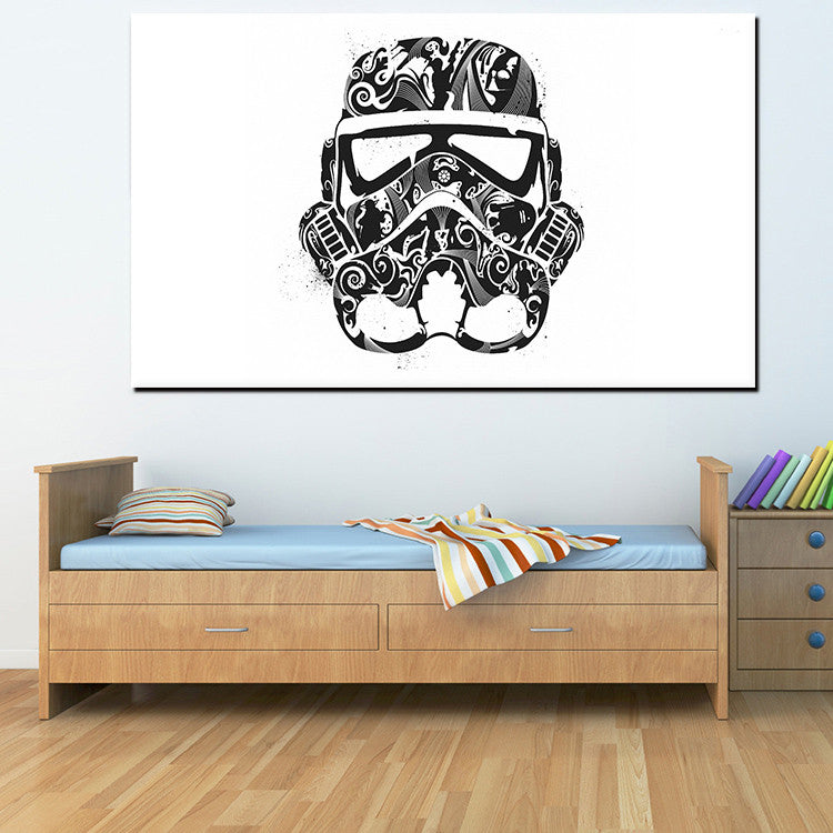Star Wars Abstract Trooper Helmet Mask Black White Poster Prints Pop Movie Film Hipster Canvas Painting Bedroom Wall Art Gift