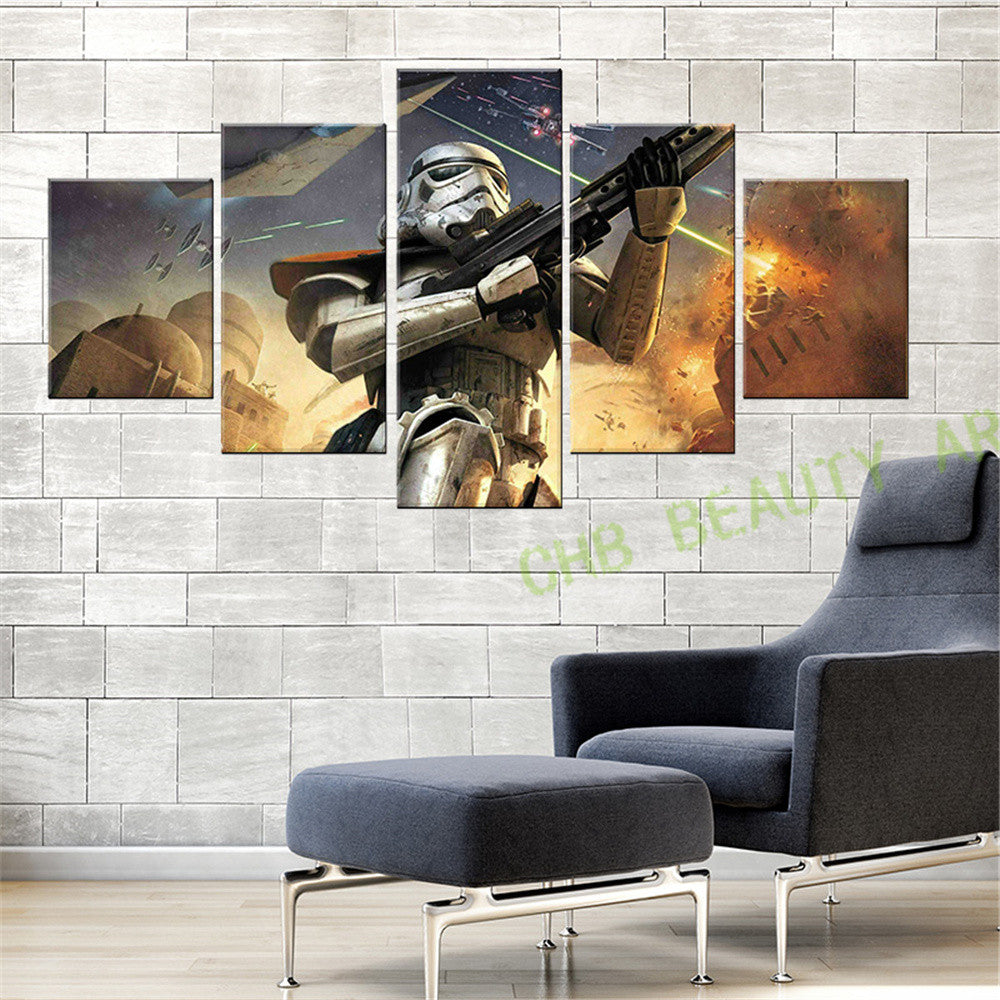 5 Panel Modern Canvas Painting  Star Wars Wall Art The Force Awakens Print Poster Wall Pictures For Living Room Unframed