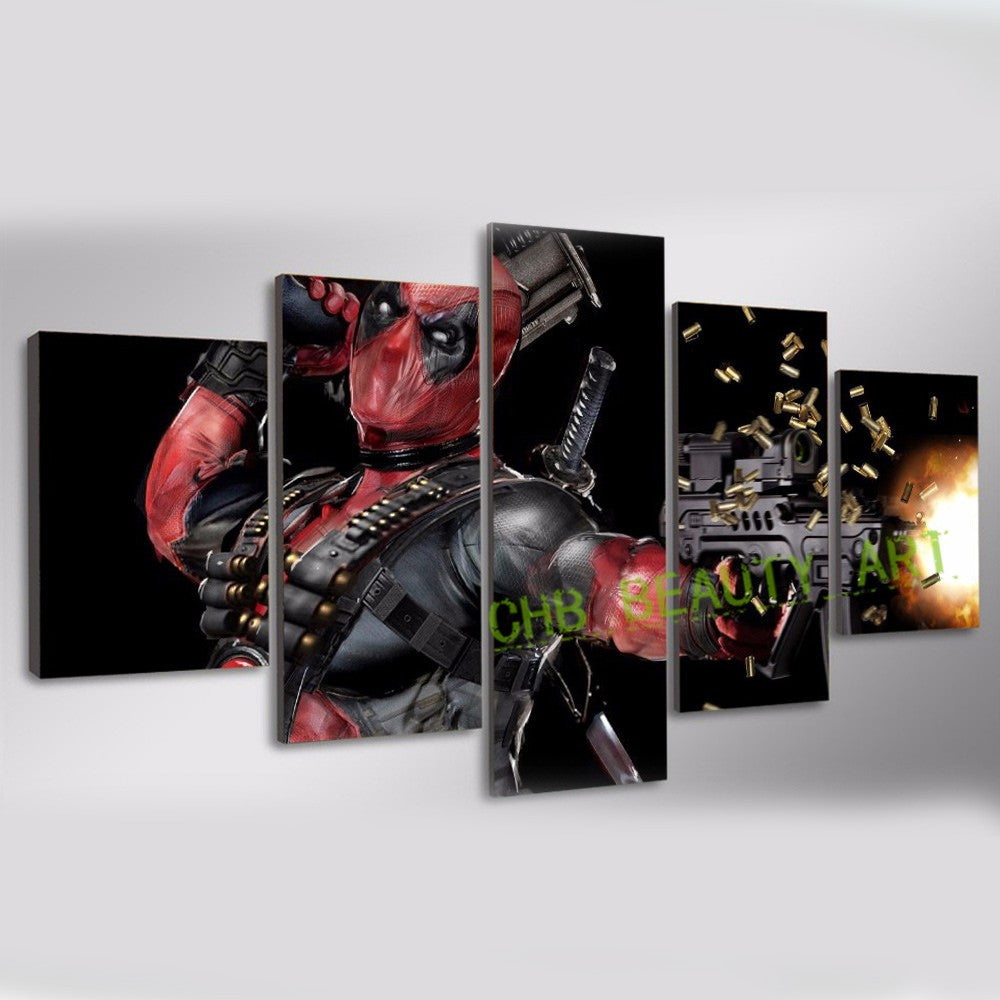 Printed deadpool mask gun automatic Painting Canvas Print room decor print poster picture canvas unframed