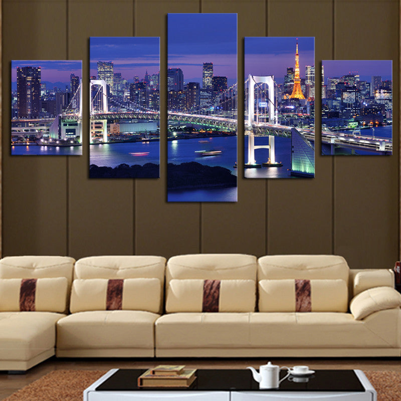 5 Panels(No Frame) Hot Sell Cross The Sea Bridges Picture Modern Wall Decor Print on Canvas Oil Painting Canvas Painting