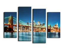 Load image into Gallery viewer, 4 Panels Painting  minimalist living room bedroom modern home decoration Dazzling Bridge oil painting prints
