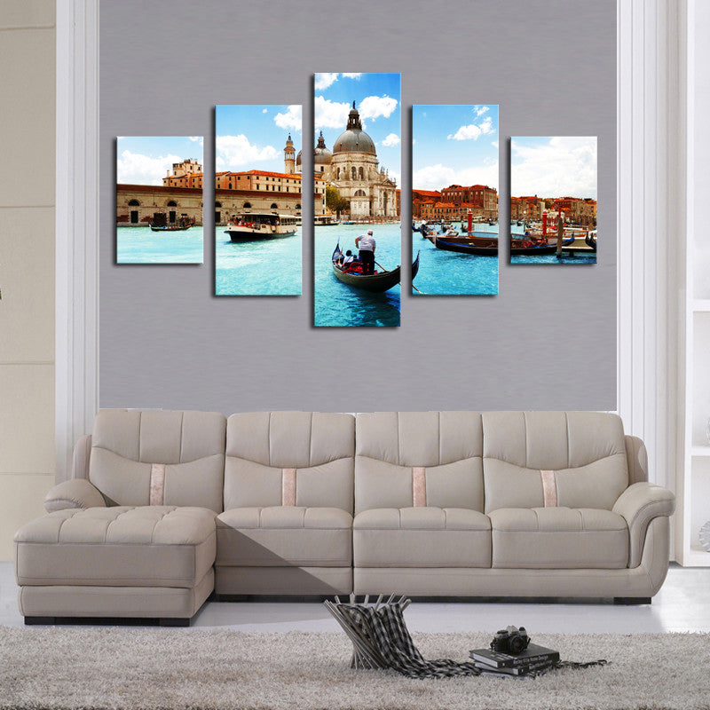 (No Frame)5 Piece Water City Modern Home Wall Decor Canvas picture Art HD Print Painting Canvas art Unframed