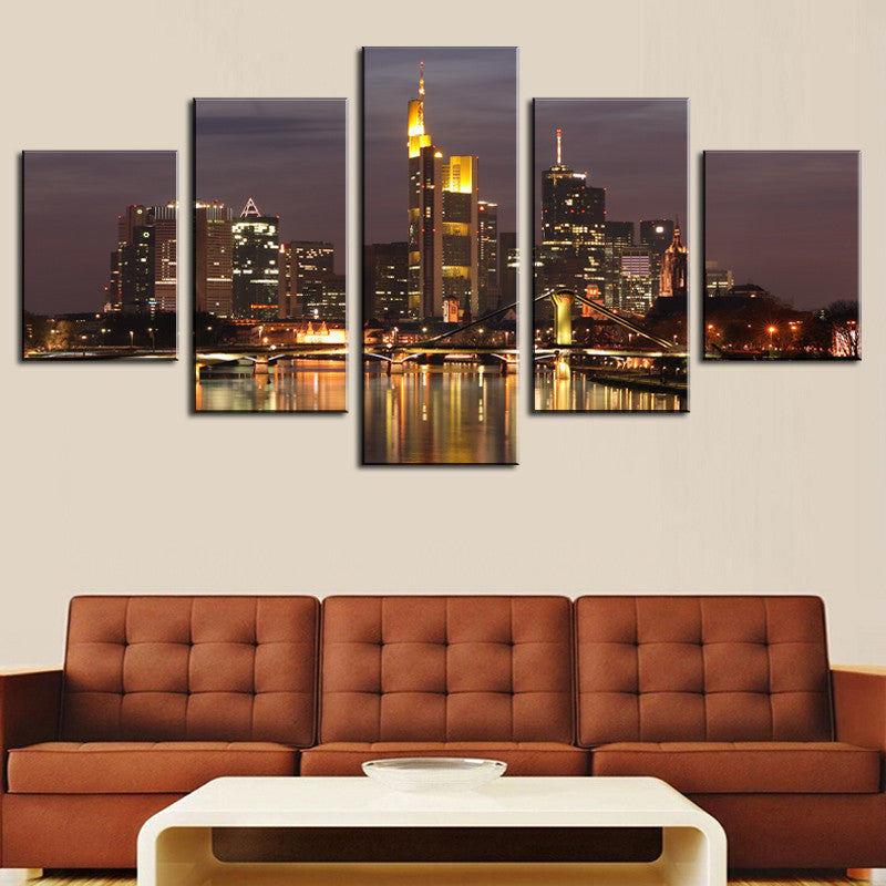 5 Pcs(No Frame) HD Beautiful City Building Canvas Print Painting Wall Art Picture Home Decoration Painting Wall Painting Canvas