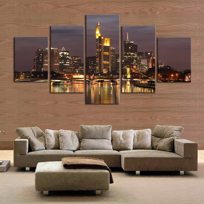 5 Pcs(No Frame) HD Beautiful City Building Canvas Print Painting Wall Art Picture Home Decoration Painting Wall Painting Canvas