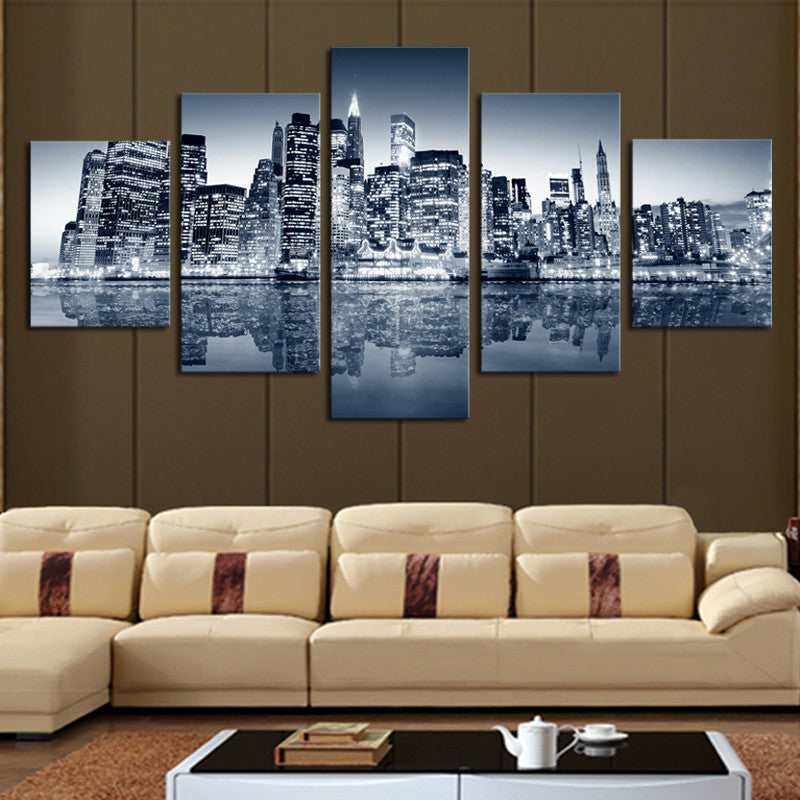 City building beautiful, 5 Pcs (No Frame) Large HD Top-rated Quality Canvas Print Painting for Living Room Wall Art Picture Gift