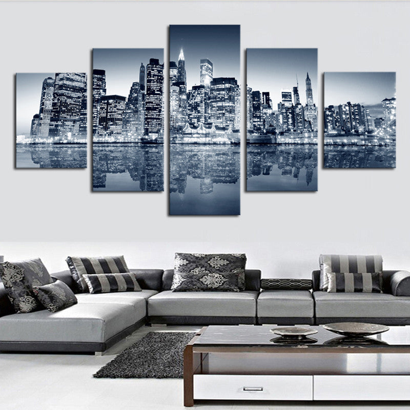 City building beautiful, 5 Pcs (No Frame) Large HD Top-rated Quality Canvas Print Painting for Living Room Wall Art Picture Gift