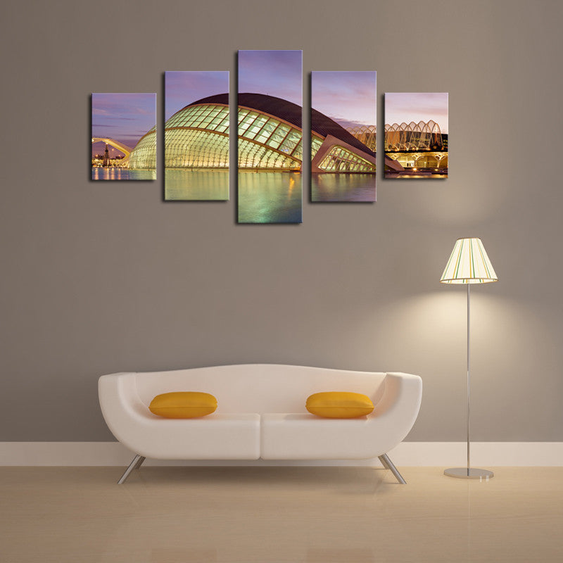 (No Frame) 5 Piece The Modern Architecture Home Wall Decor Canvas Picture Art HD Print Painting On Canvas Artworks