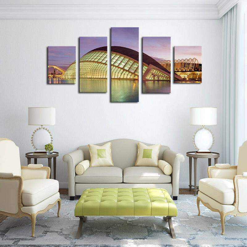 (No Frame) 5 Piece The Modern Architecture Home Wall Decor Canvas Picture Art HD Print Painting On Canvas Artworks