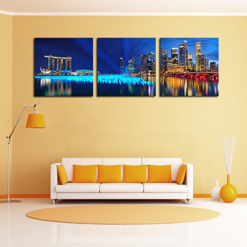 Unframed 3 Piece The City At Night Modern Home Wall Decor Canvas Picture HD Print Painting On Canvas