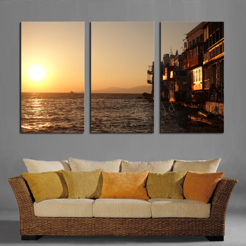 3 panels Hot Sell Beautiful Seaview Room  Modern Home Wall Decor painting Canvas printing Art Large HD printing Painting