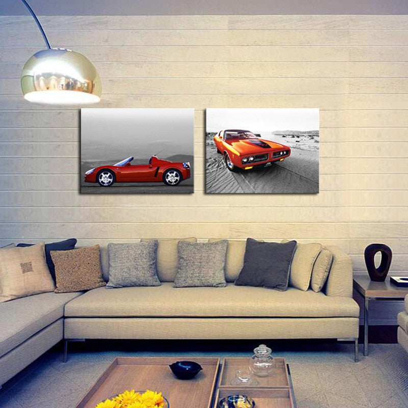 2 sets  Modern Home Red cars Wall Decor Canvas Picture Art HD Print Painting On Canvas Artworks