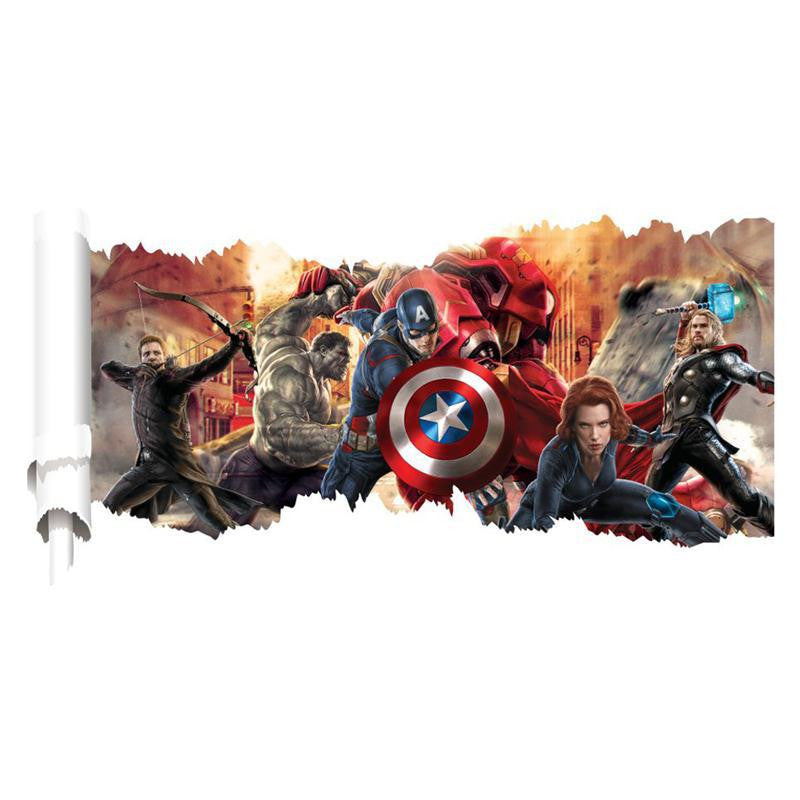 90*50cm newest impression 3D cartoon movie the Avengers Captain home decal wall sticker/boys love kids room decor child gifts
