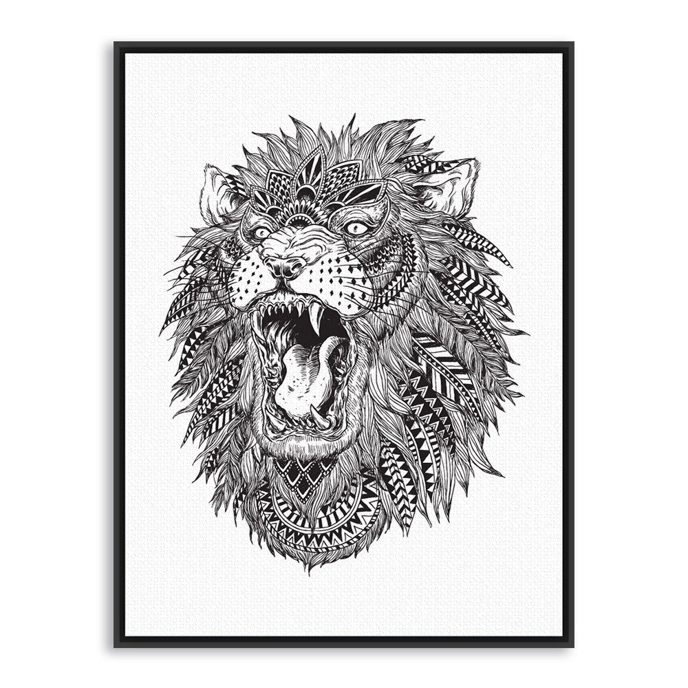 Modern Abstract Black White Animal Head Lion Tiger Art Print Poster Wall Picture Canvas Painting No Frame Home Living Room Decor