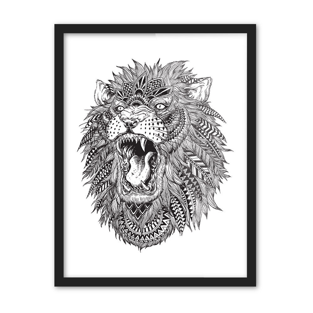 Modern Abstract Black White Animal Head Lion Tiger Art Print Poster Wall Picture Canvas Painting No Frame Home Living Room Decor