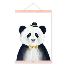 Load image into Gallery viewer, Modern Watercolor Nordic Kawaii Animal Panda A4 Framed Canvas Painting Wall Art Prints Pictures Poster Kids Room Home Decoration

