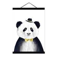 Load image into Gallery viewer, Modern Watercolor Nordic Kawaii Animal Panda A4 Framed Canvas Painting Wall Art Prints Pictures Poster Kids Room Home Decoration
