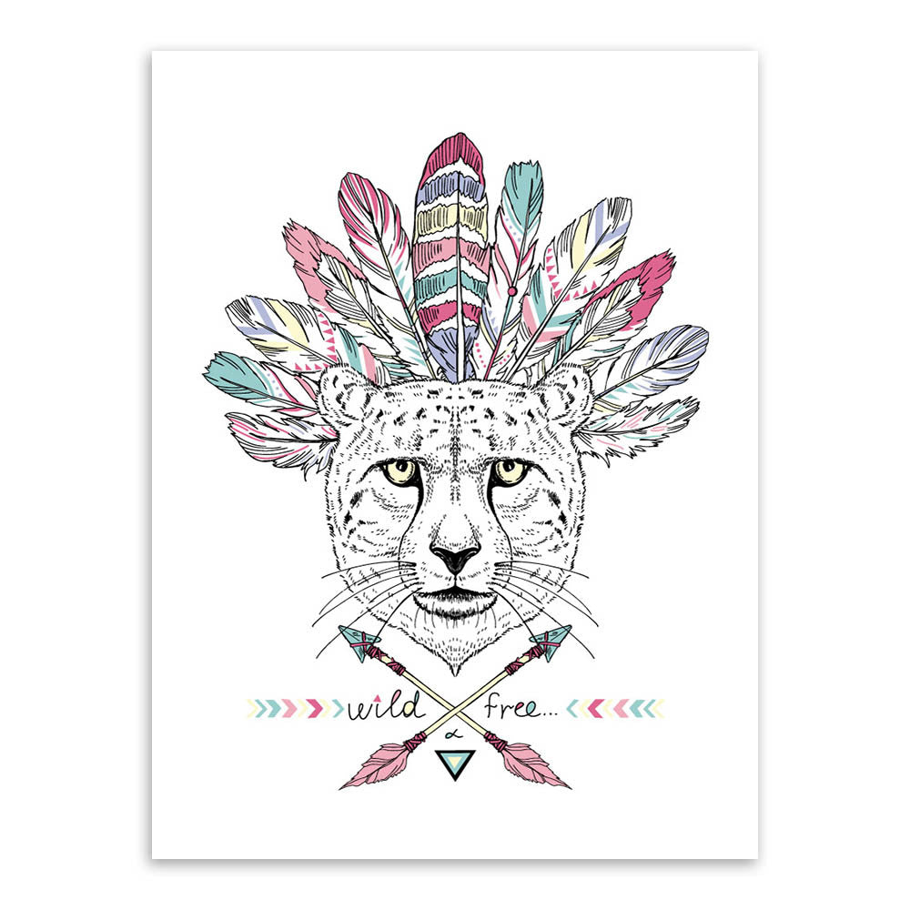 Modern Indian Hippie Fashion Animals Head Deer Horse Zebra A4 Art Print Poster Wall Pictures Canvas Painting Home Decor No Frame