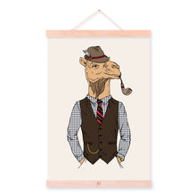 Load image into Gallery viewer, Camel Vintage Retro Gentleman Animal Portrait Hipster A4 Framed Canvas Painting Wall Art Prints Picture Poster Hanger Home Decor
