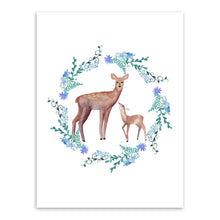 Load image into Gallery viewer, Vintage Nordic Deer Family Animal Flower Wreath A4 Poster Print Living Room Wall Art Picture Home Decor Canvas Painting No Frame
