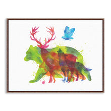 Load image into Gallery viewer, Triptych Watercolor Animals Silhouette Deer Giraffe Elephant Art Print Poster Home Wall Picture Decor Canvas Painting No Frame
