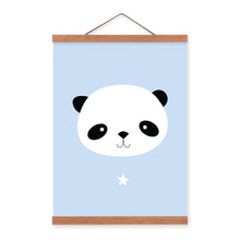 Load image into Gallery viewer, Kawaii Animal Small Panda Star Wooden Framed Canvas Painting Baby Kids Room Decor Nuresery Wall Art Print Pictures Poster Scroll
