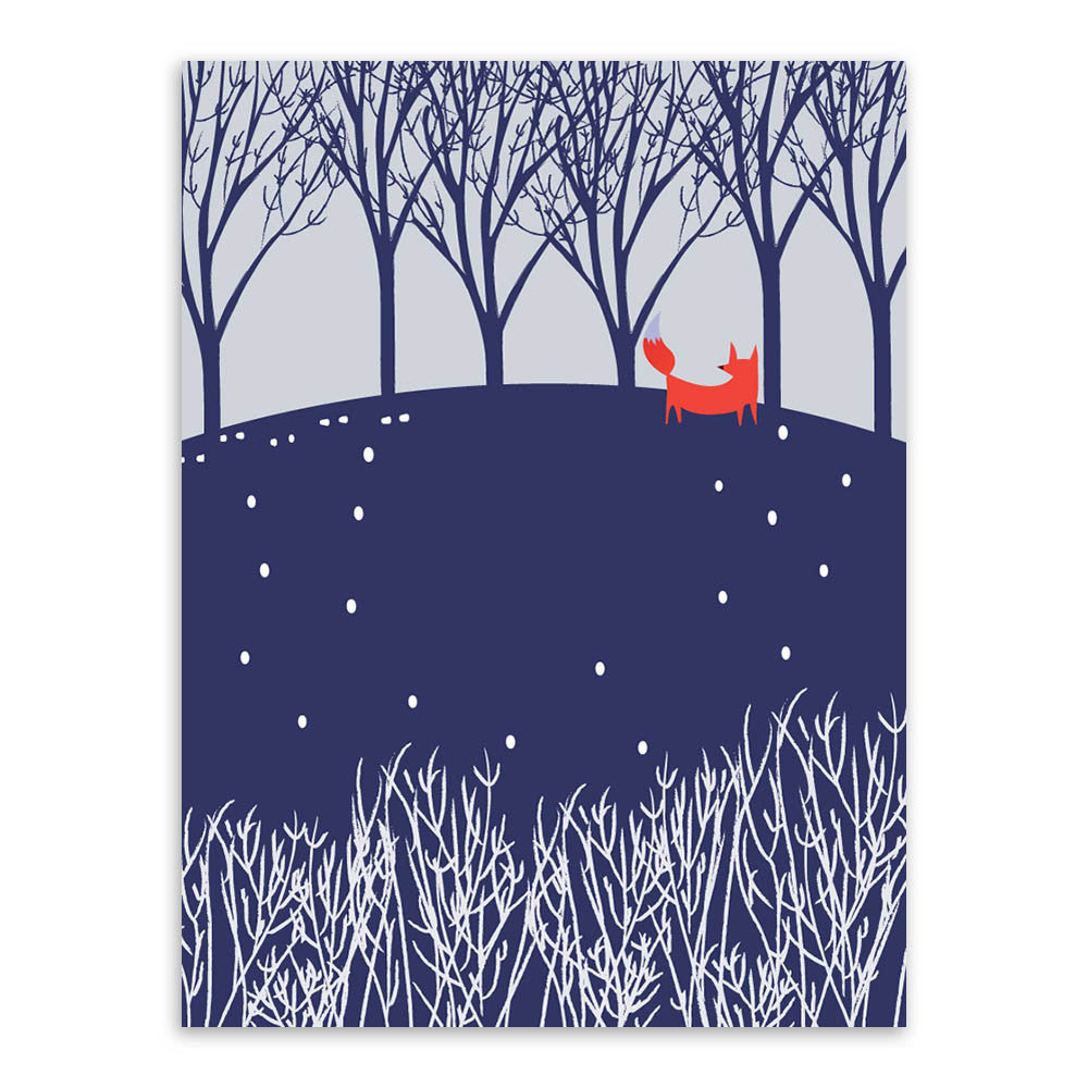 Nordic Minimalist Landscape Animal Fox Snow Forest A4 Art Print Poster Wall Picture Canvas Painting Living Room Decor No Frame