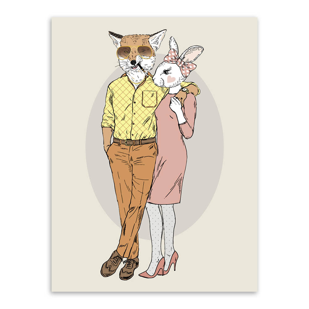 Modern Fashion Animal Deer Giraffe Love Couple Art Print Poster Home Wall Picture Canvas Painting No Frame  Wedding Decoration