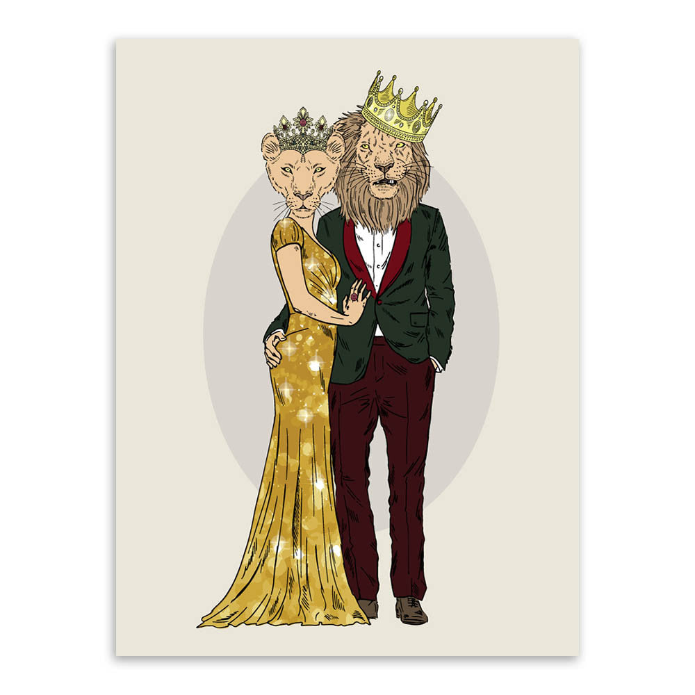 Modern Fashion Animal Deer Giraffe Love Couple Art Print Poster Home Wall Picture Canvas Painting No Frame  Wedding Decoration